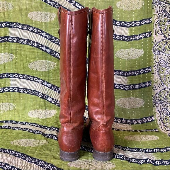 Frye Melissa Cognac Vintage Leather Riding Boots Size 6.5 - Picture 8 of 16